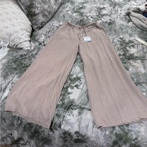 NWT Women's linen blend Wide-Leg Pants Sz l - Picture 6 of 15